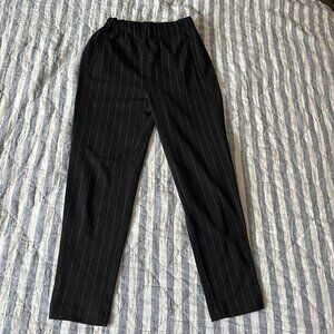GANNI pin striped stretch waist polyester pants with ankle zip EU34